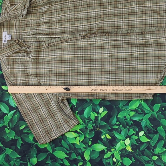 Men's Large Carhartt Plaid Button Down T-Shirt Made From 100% Cotton - Picture 9 of 9
